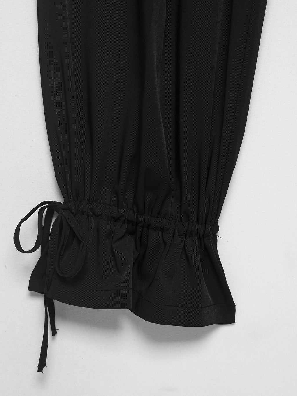 Women Hem Lace Drawstring Strap Wide Leg Trousers Casual Pants