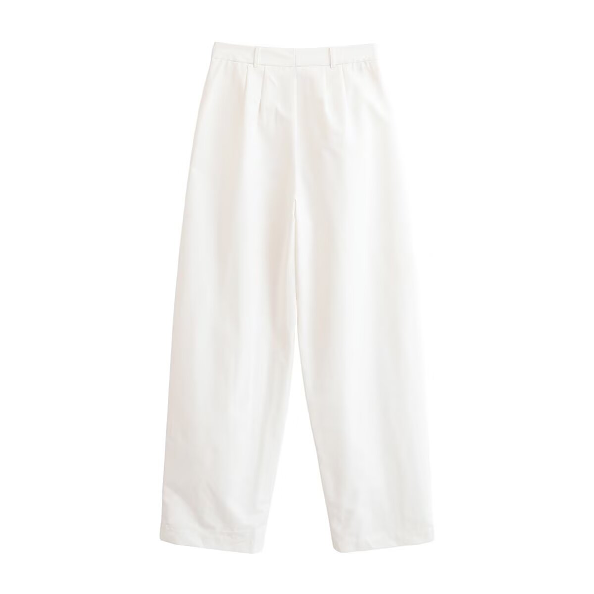 Women Clothing Summer Loose Mid Waist Casual Poplin Pleated Pants