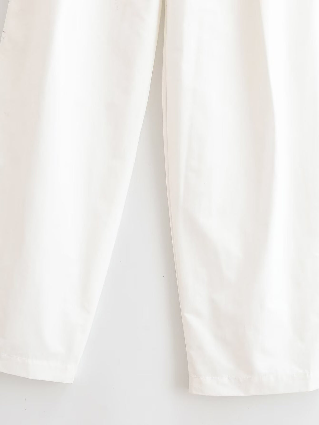 Women Clothing Summer Loose Mid Waist Casual Poplin Pleated Pants