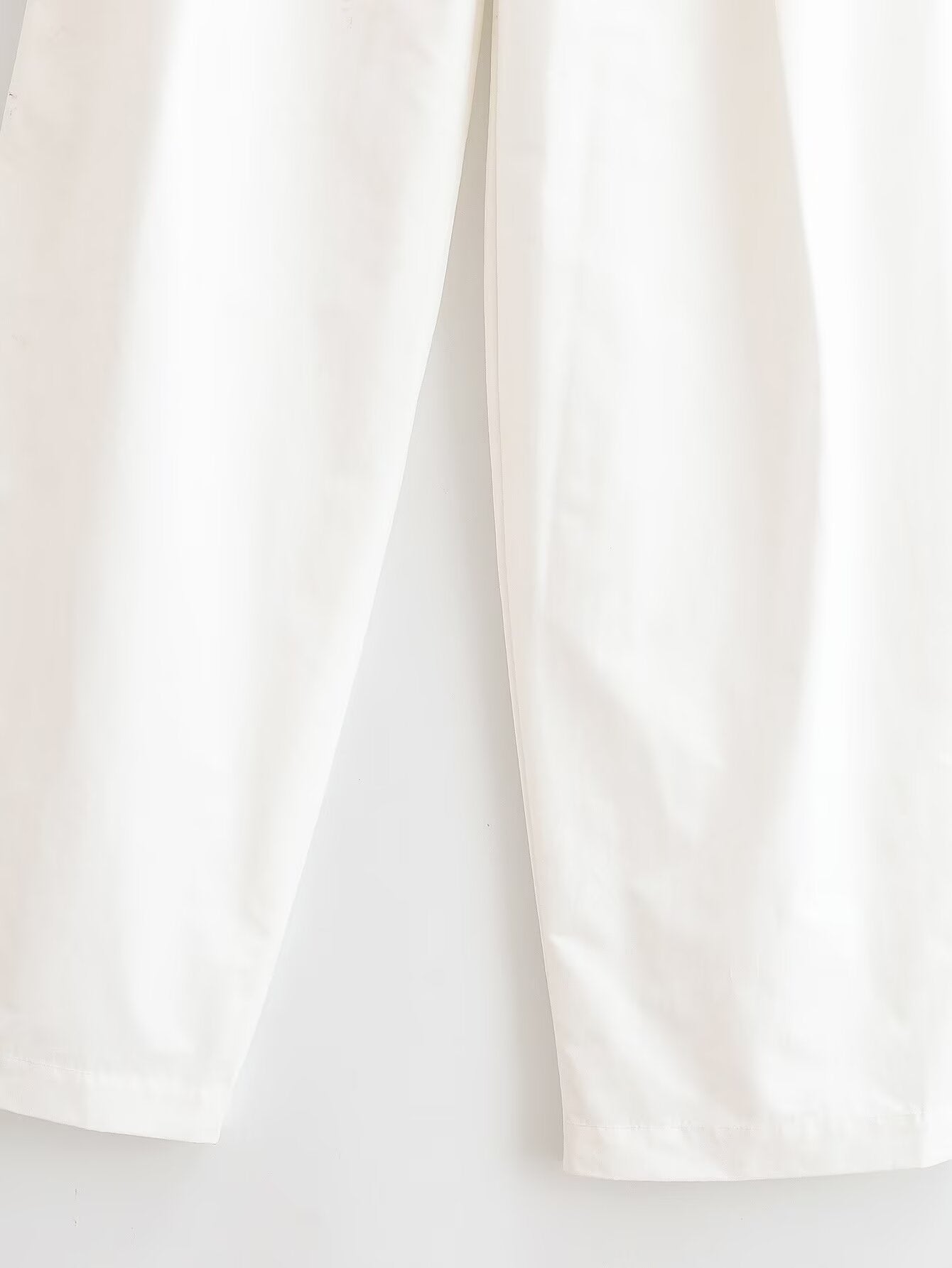 Women Clothing Summer Loose Mid Waist Casual Poplin Pleated Pants