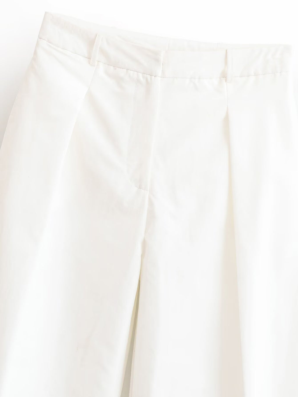 Women Clothing Summer Loose Mid Waist Casual Poplin Pleated Pants