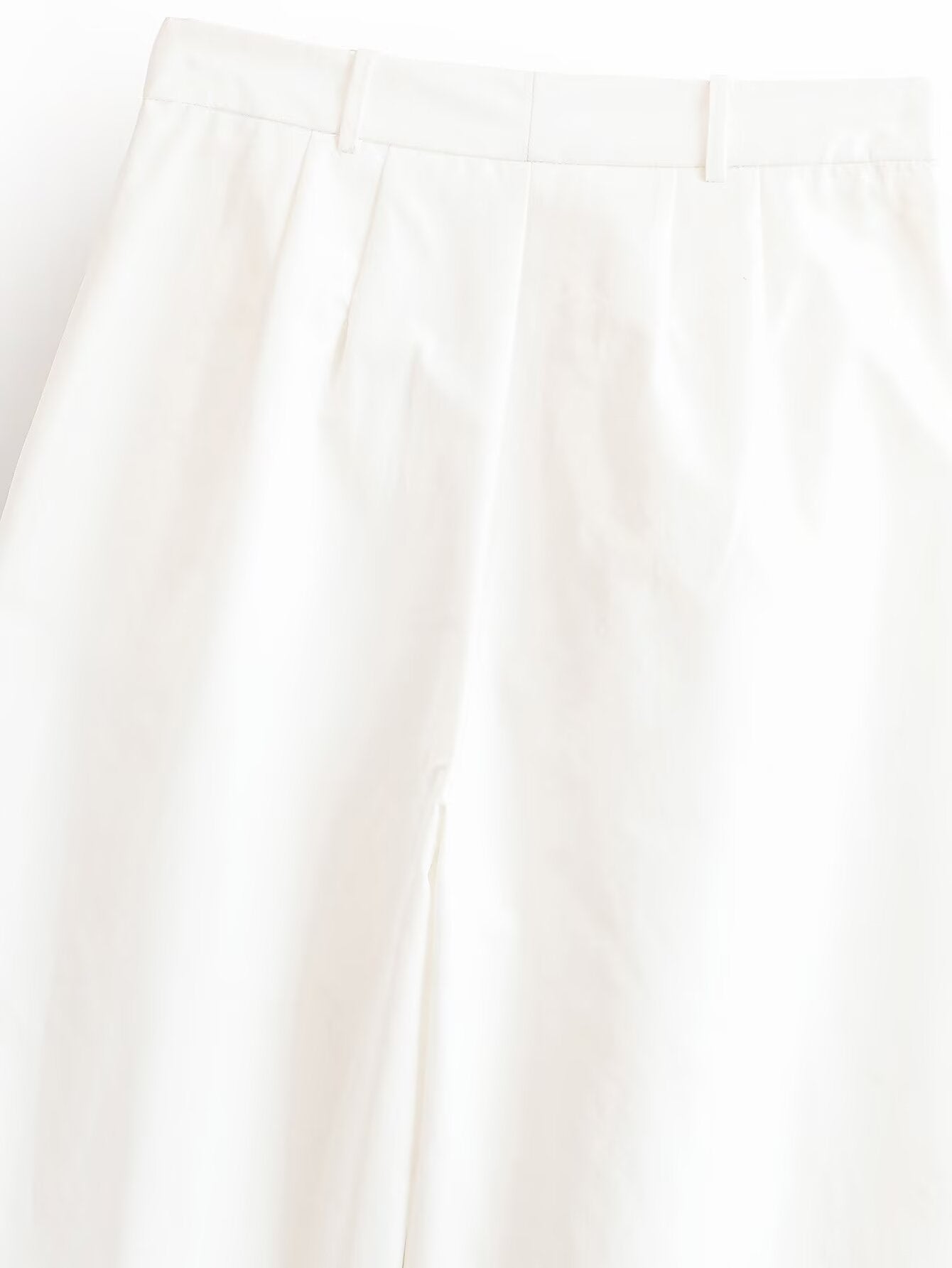 Women Clothing Summer Loose Mid Waist Casual Poplin Pleated Pants