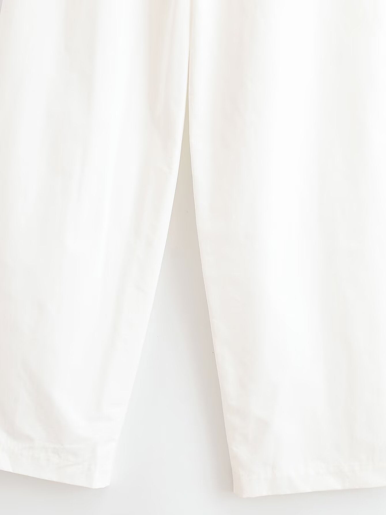 Women Clothing Summer Loose Mid Waist Casual Poplin Pleated Pants