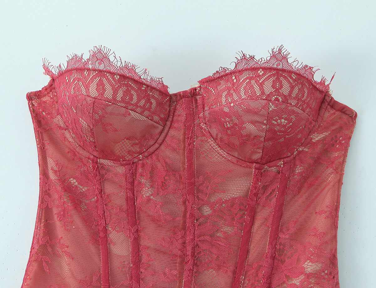 Sexy Lace Vest Women  Boning Corset Tube