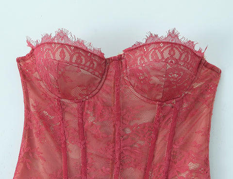 Sexy Lace Vest Women  Boning Corset Tube