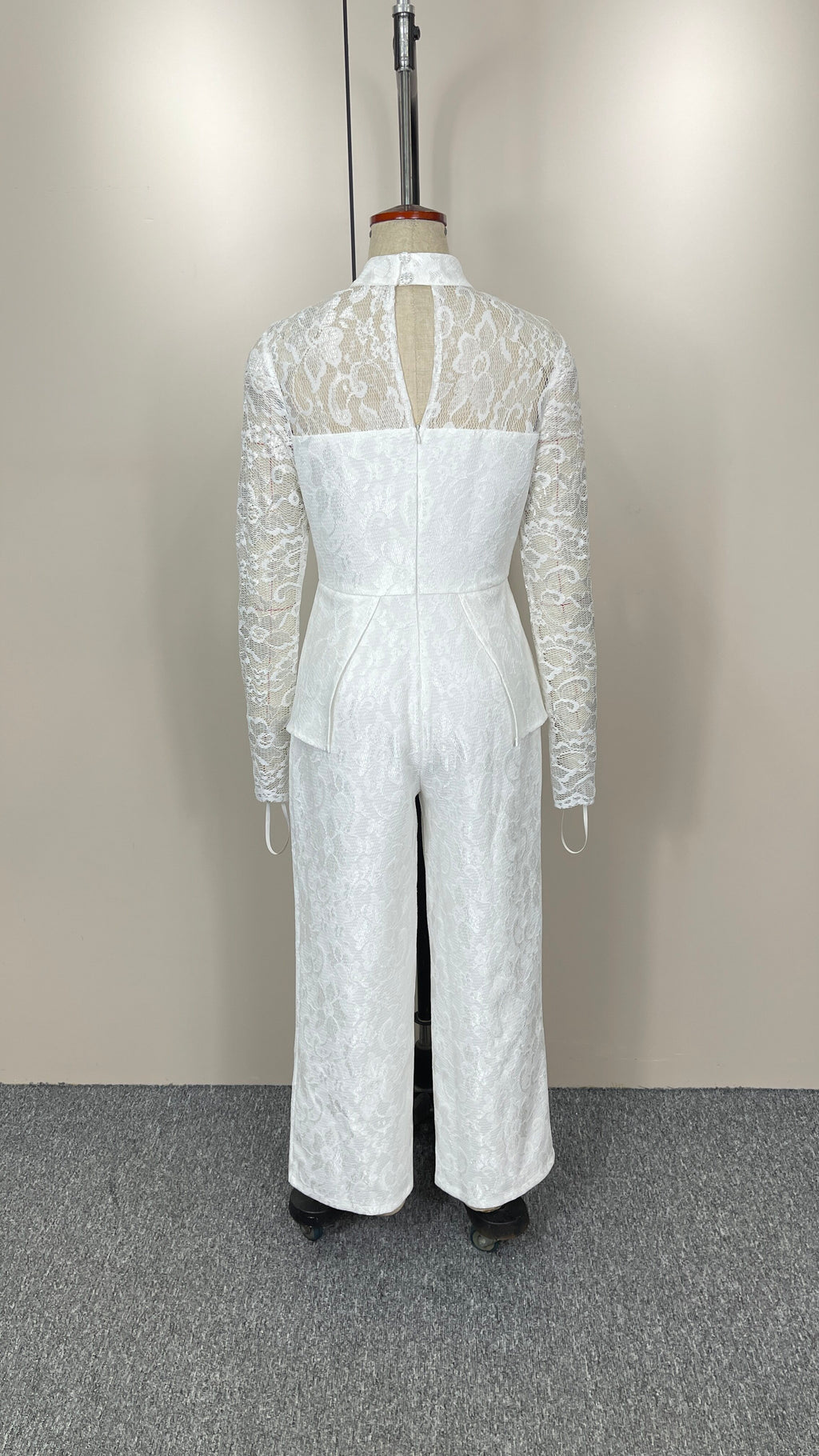 Spring Summer French Sexy Lace Patchwork Turtleneck Long Sleeve Jumpsuit
