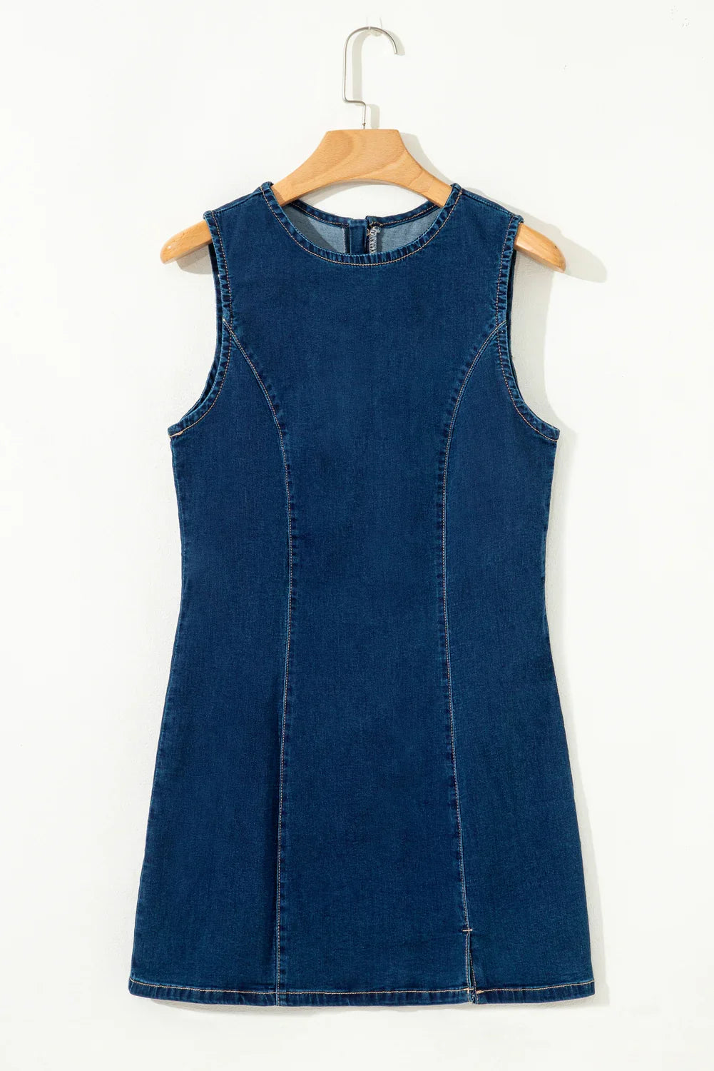 Bronx Girl Dirty blue Sleeveless Zipped Bodycon Denim Short Dress