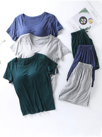 Sarah Padded Round Neck Modal Two Piece Sets