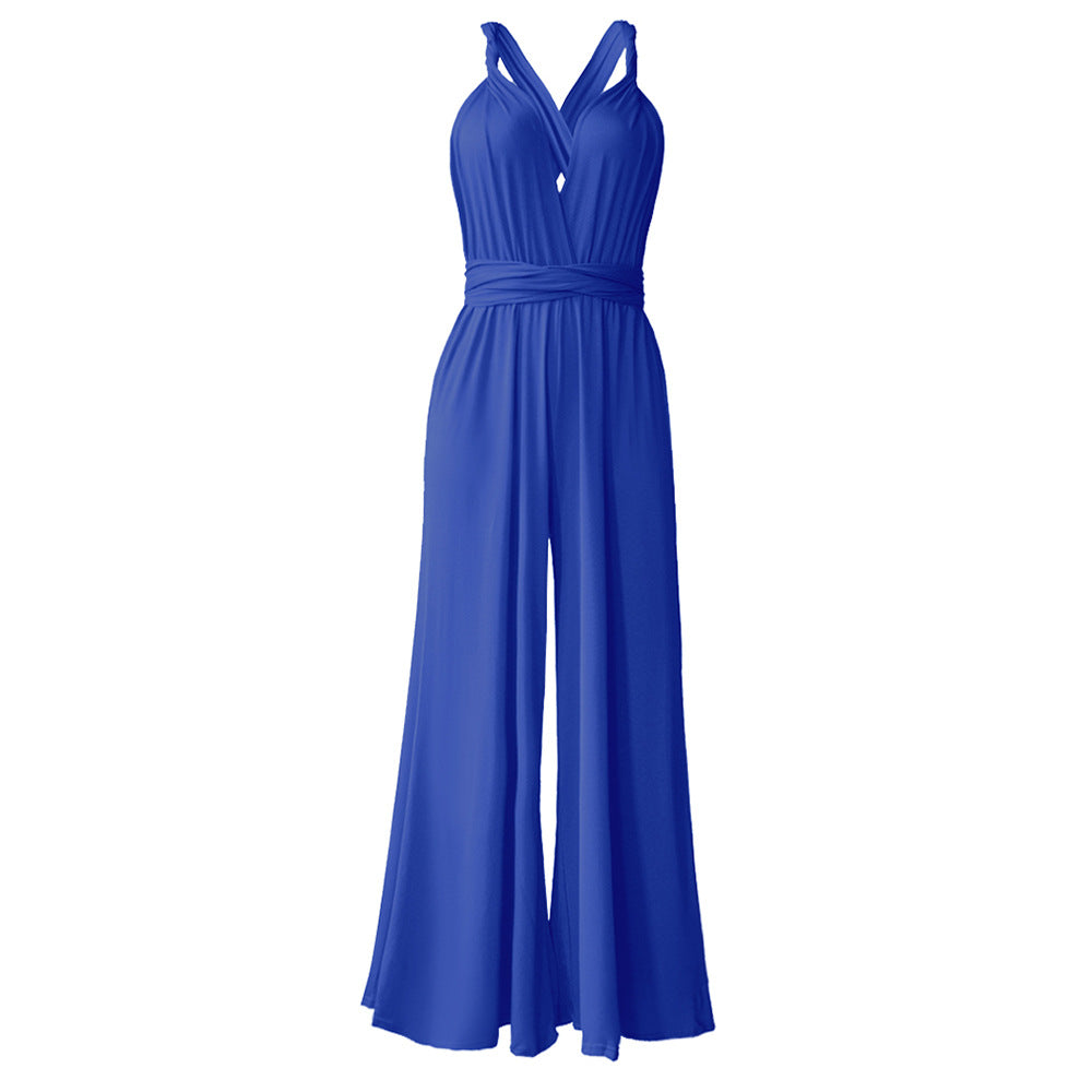 Platform Sexy Women Wear Solid Color Multiple Wear Wide Leg Jumpsuite