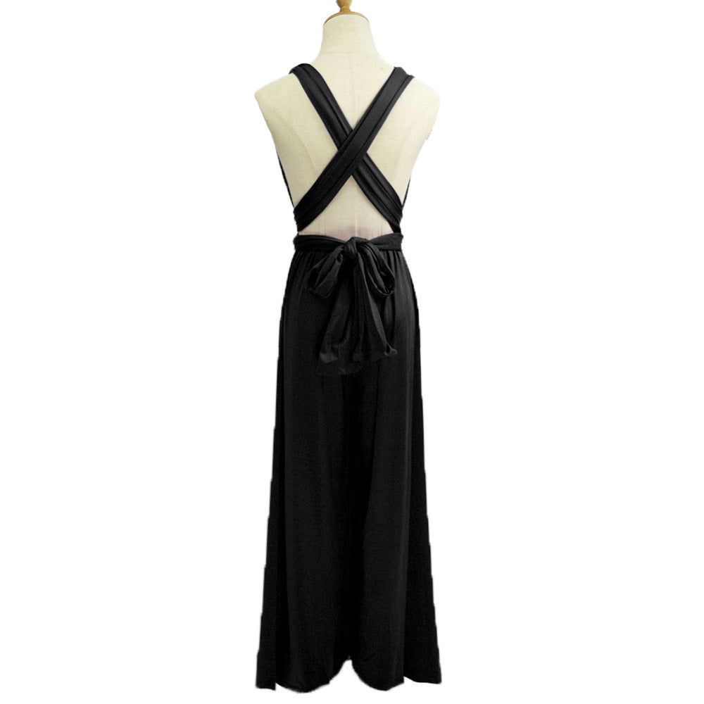 Platform Sexy Women Wear Solid Color Multiple Wear Wide Leg Jumpsuite