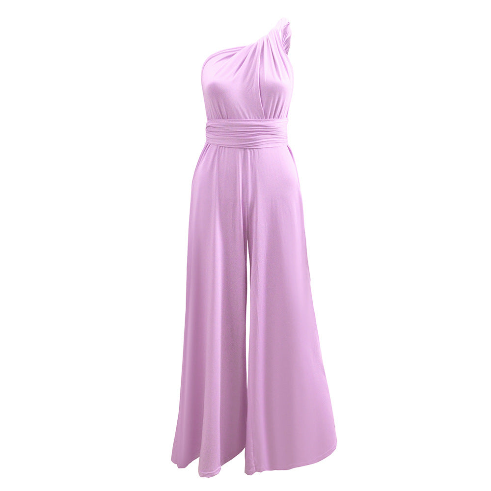 Platform Sexy Women Wear Solid Color Multiple Wear Wide Leg Jumpsuite