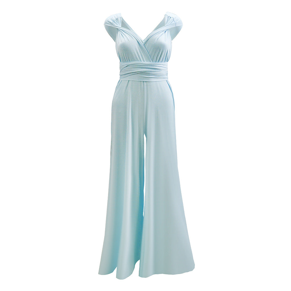 Platform Sexy Women Wear Solid Color Multiple Wear Wide Leg Jumpsuite