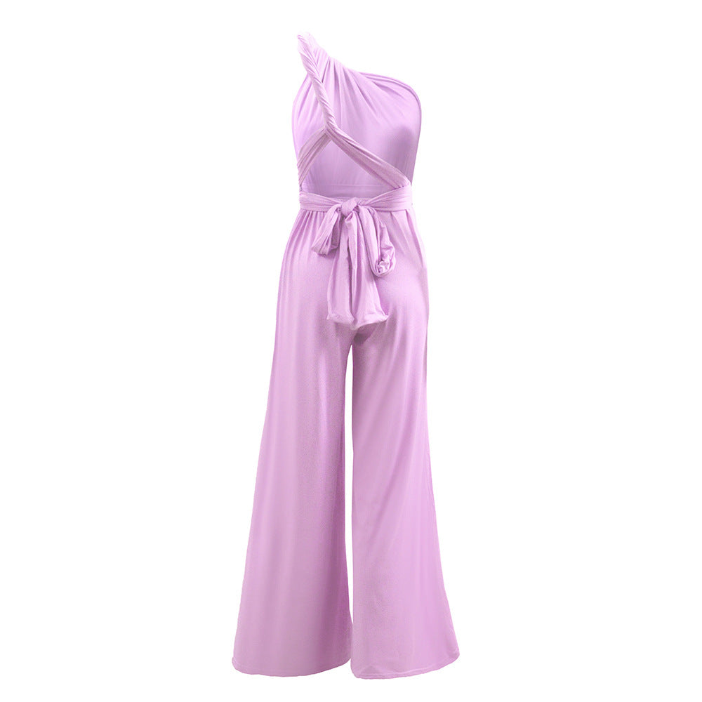Platform Sexy Women Wear Solid Color Multiple Wear Wide Leg Jumpsuite