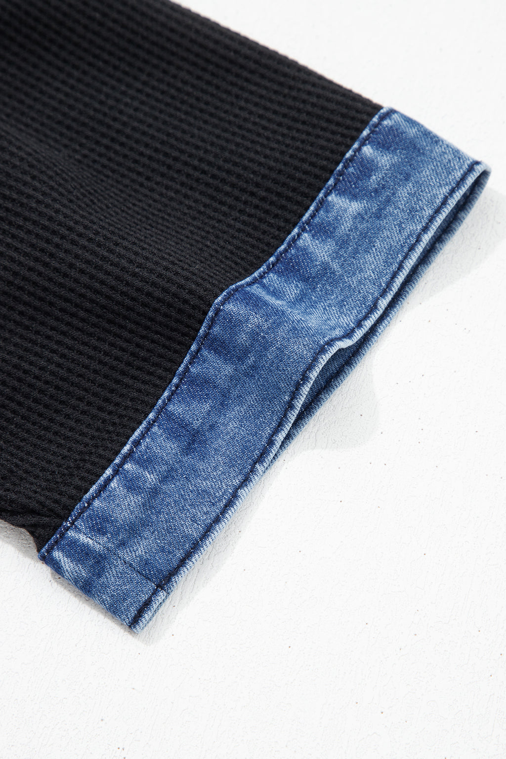 Waffle Knit Trim  Polo Collar