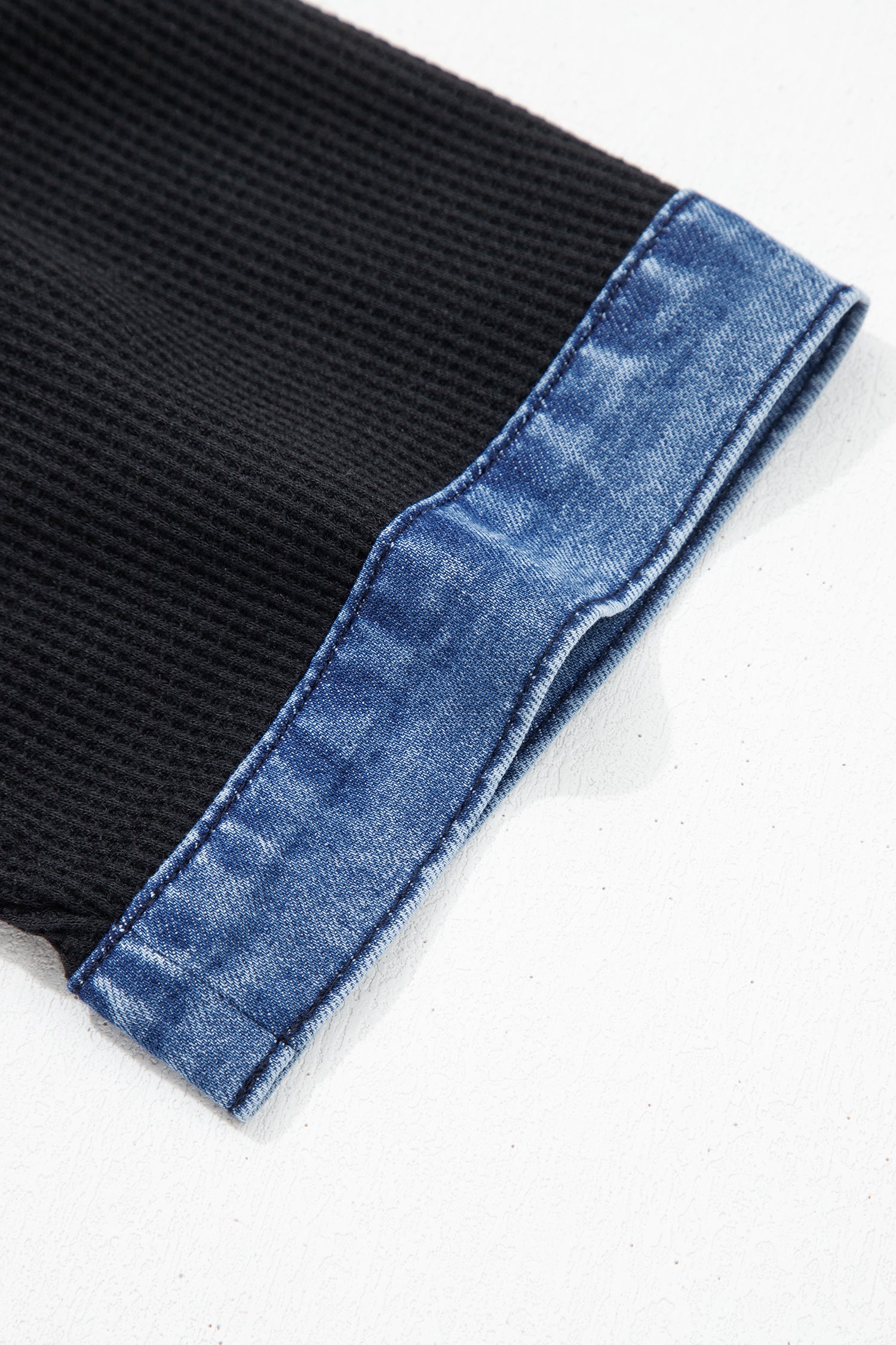 Waffle Knit Trim  Polo Collar