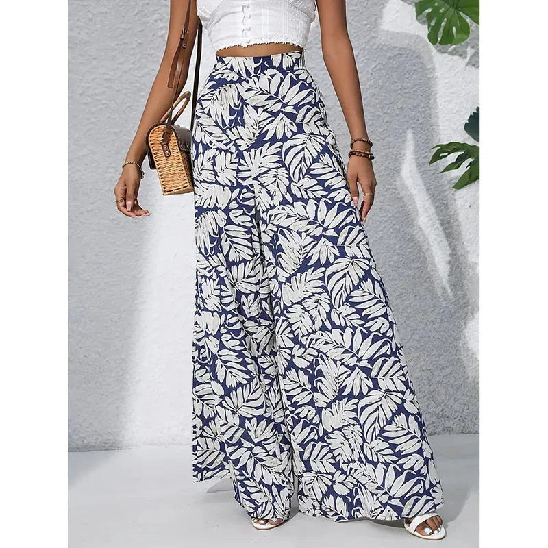 Women’s Printed High‑Waist Wide‑Leg Palazzo Pants