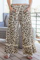 Carmen Khaki Leopard Wide Leg Cropped Pants