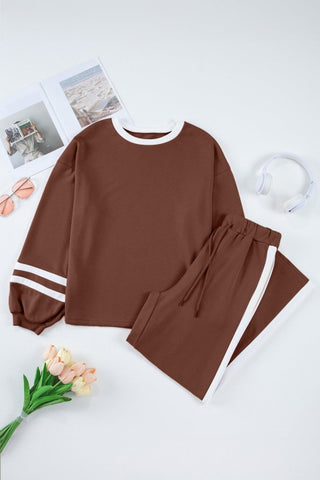 Veronica Stripe Drawstring Two Piece Sets
