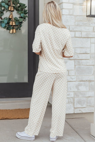 Vivian Checker Short Sleeve Two Piece Sets