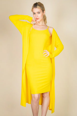 Sanchez Ramirez Ribbed Cami Midi Bodycon Dress