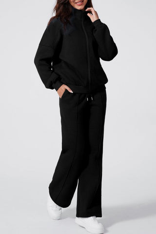 Belen Solid Zip-Up Drawstring Two Piece Sets