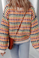 Tiffany Multicolour Dotty Striped Pattern Knit Drop Shoulder Sweater