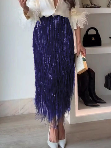 Amanda Fringe Long Sleeve Two Piece Sets