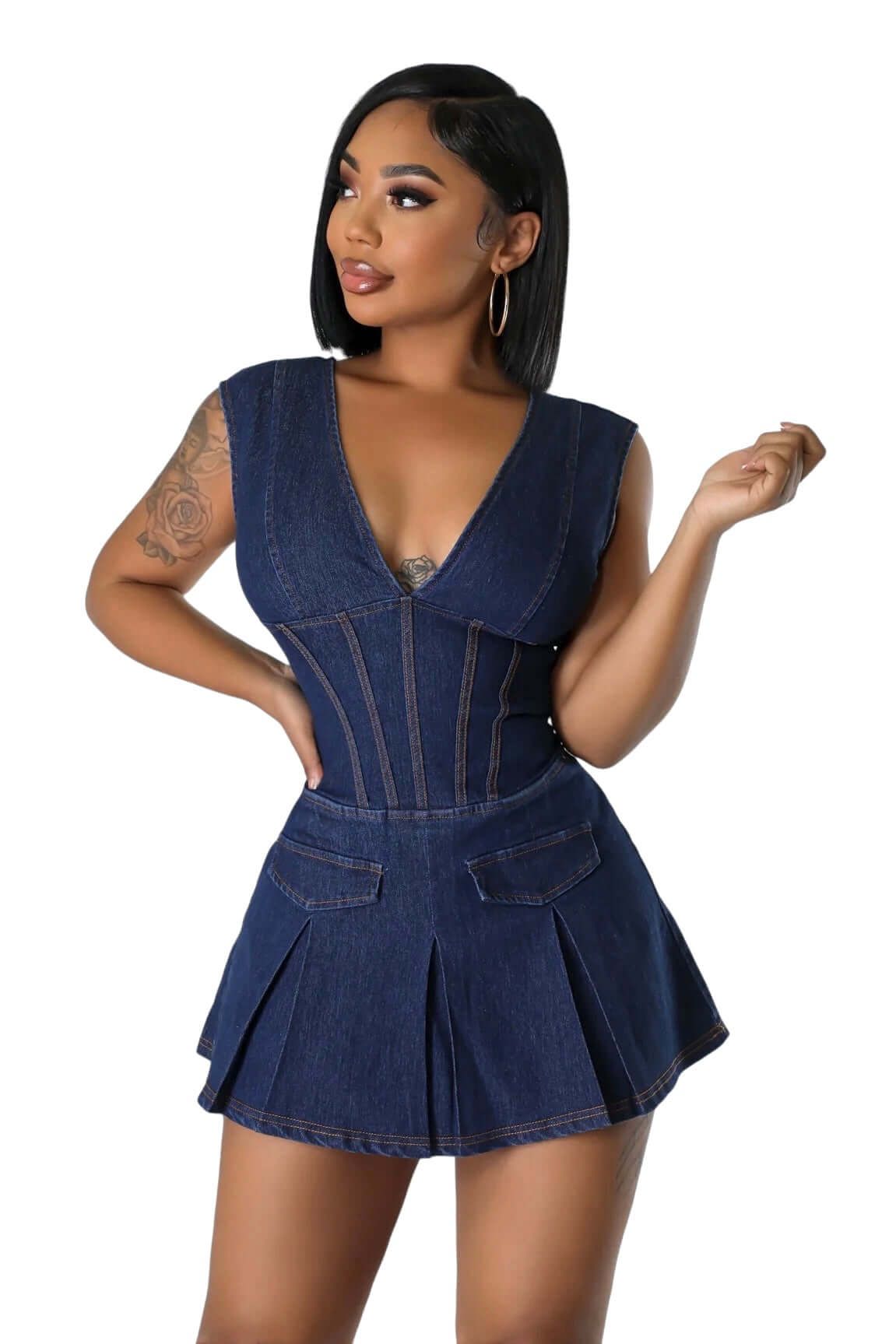 Stunning high Quality Dark V-Neck Romper