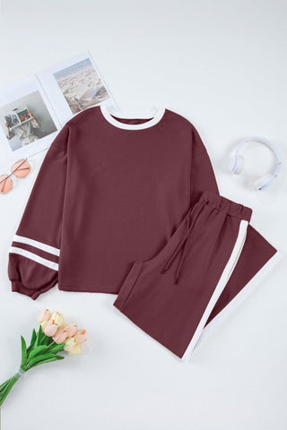 Veronica Stripe Drawstring Two Piece Sets