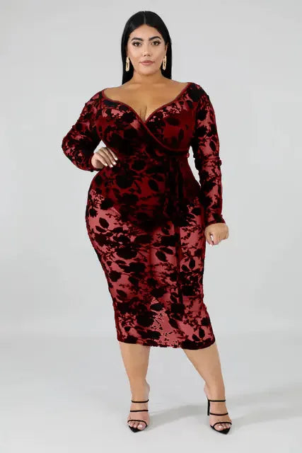 TMWEVN Plus Size Black Lace Bodycon Dress