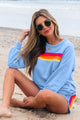 Isira Beau Blue Accent Pullover and Shorts Two Piece Casual Set