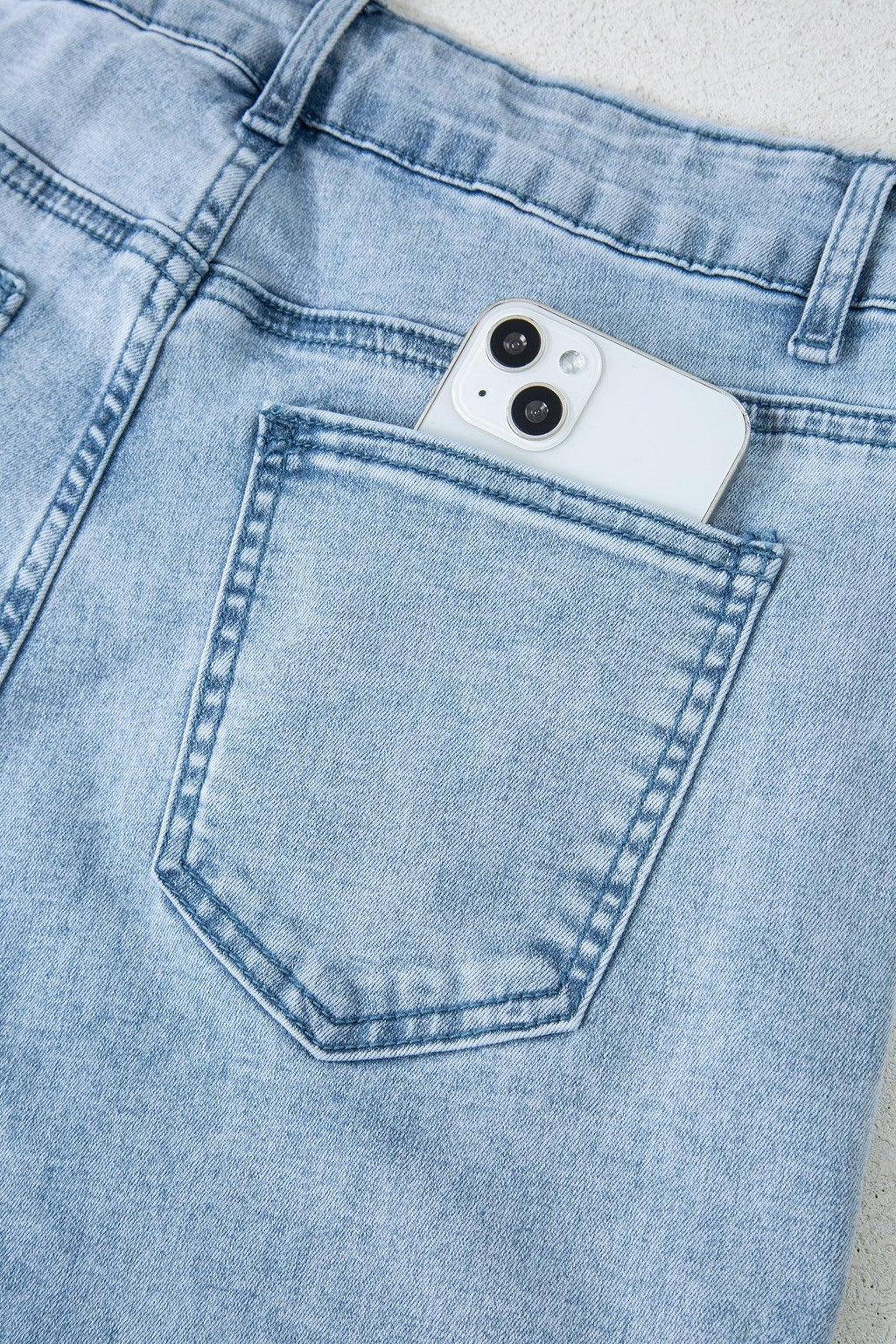 Winley Beau Blue Bow Knot Side Detail Straight Leg Loose Jeans