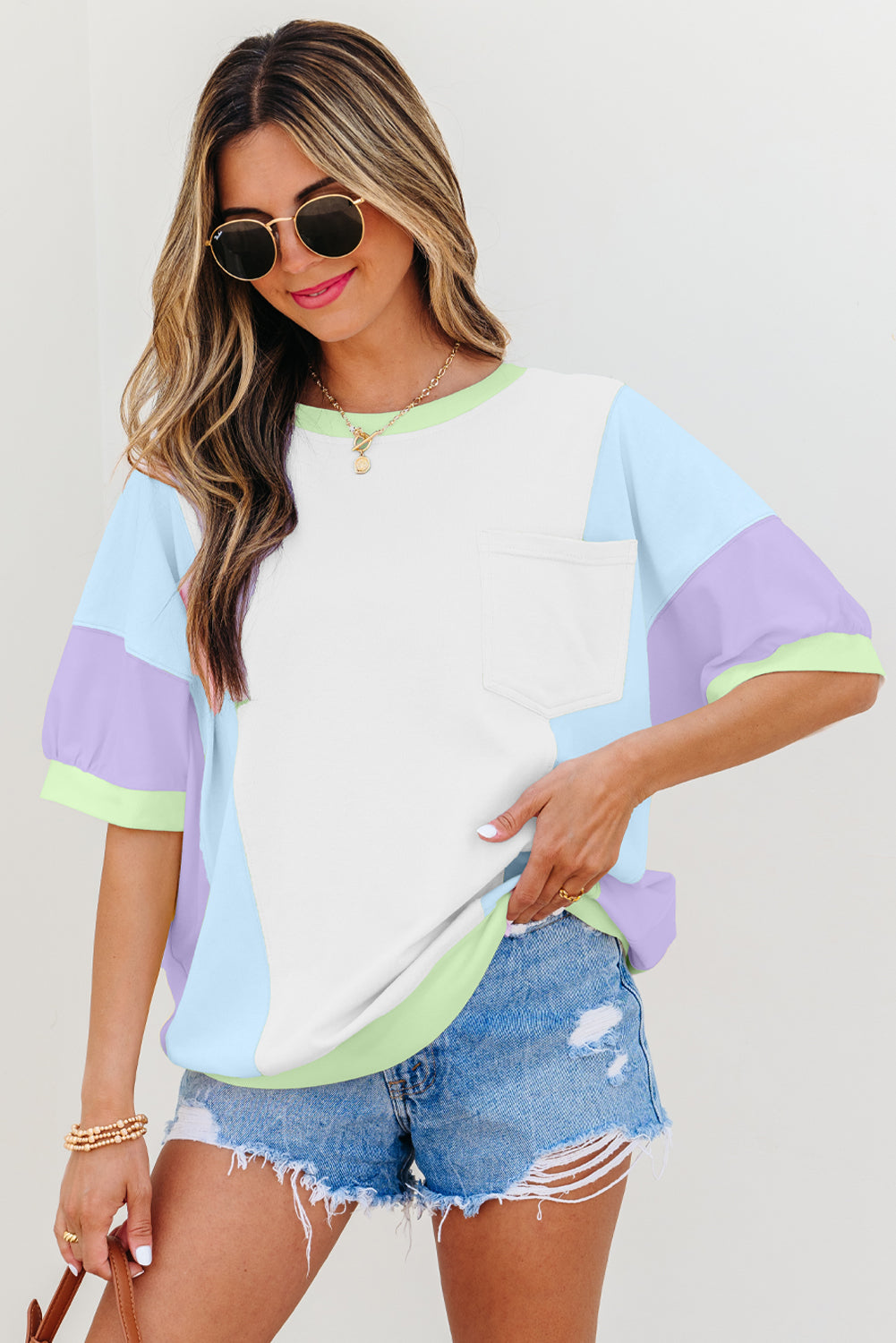 Block Patchwork Half Sleeve