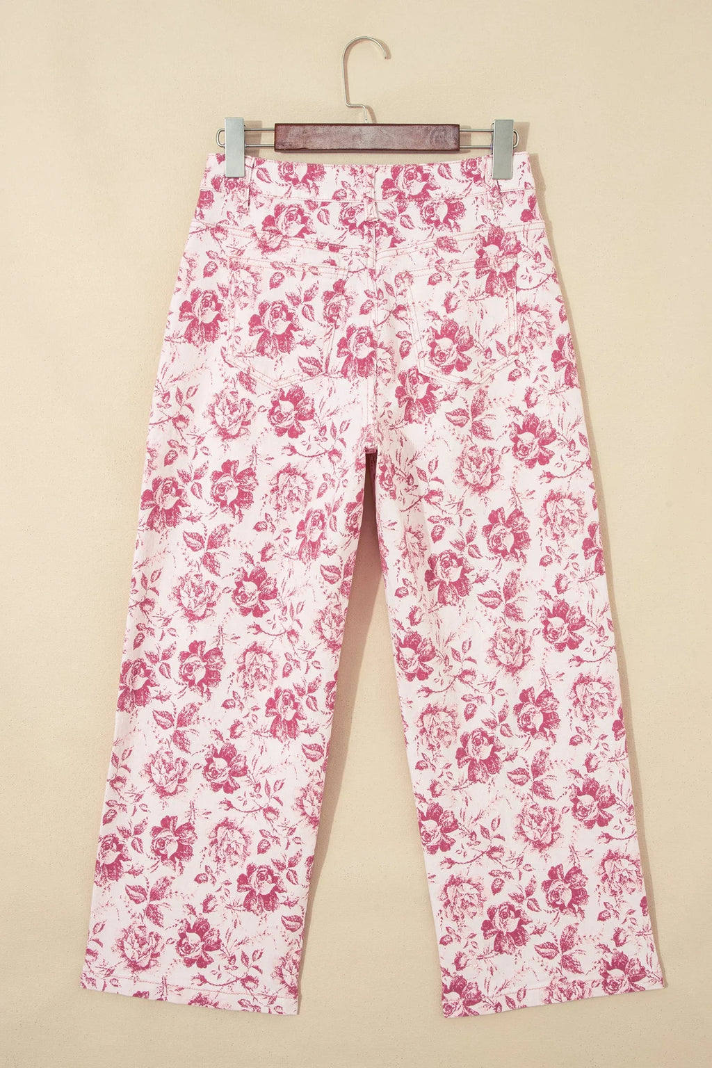Floral Denim High Waist Pants