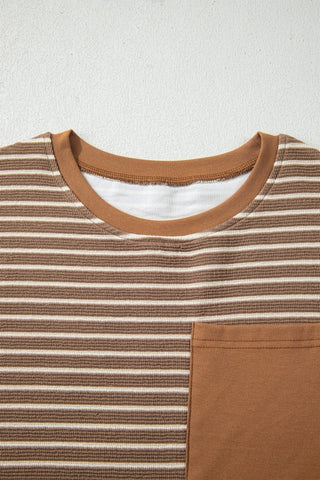 Alicia Stripe Crew Neck Two Piece Sets