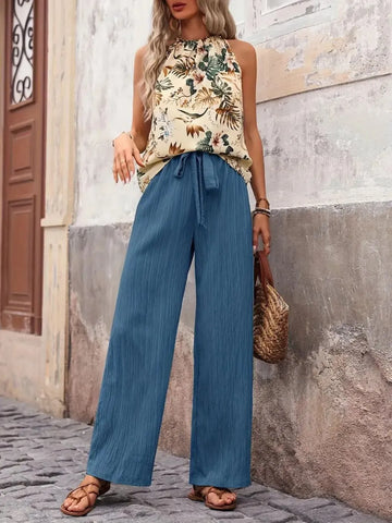 Zoe Printed Wide Leg Two Piece Sets