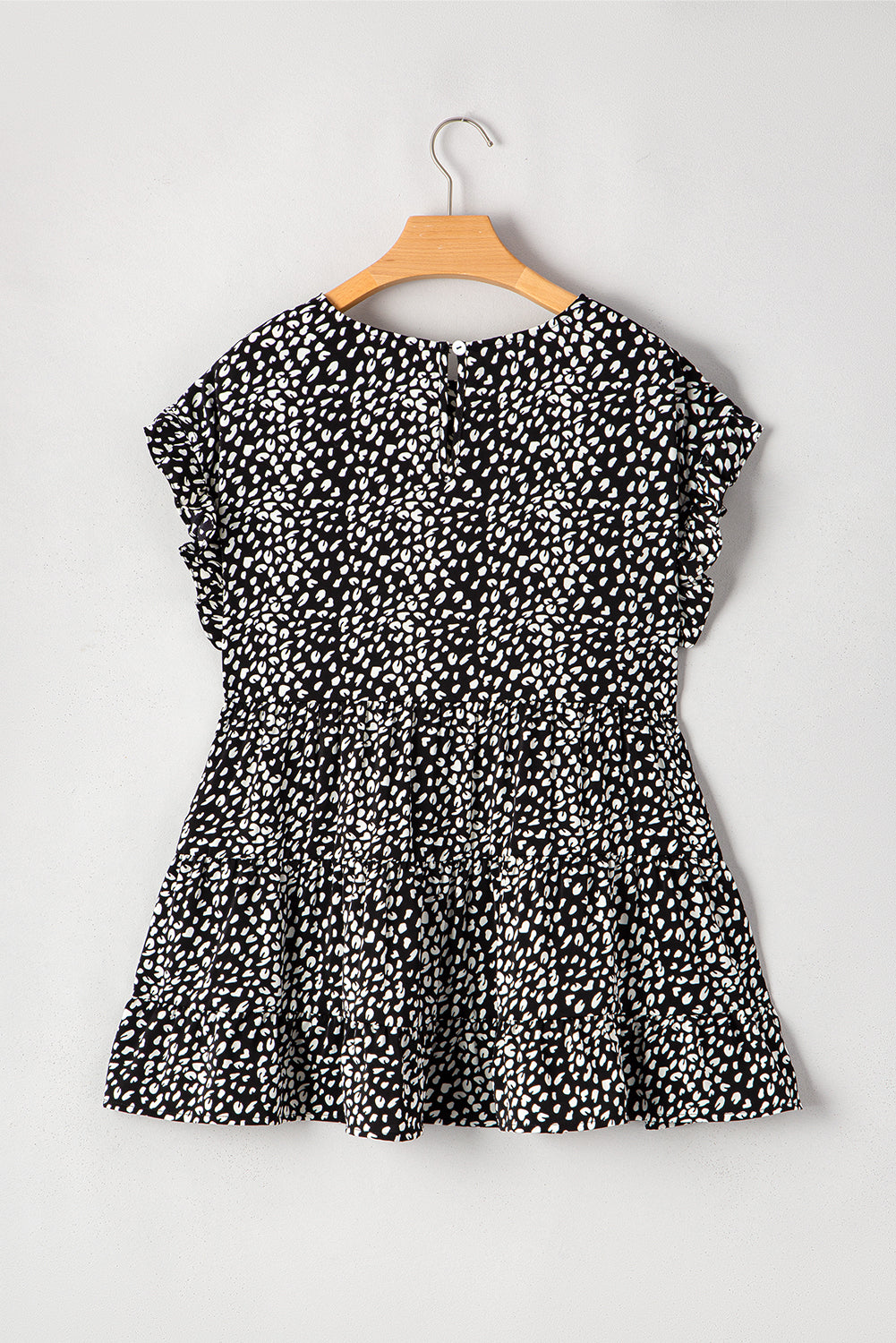 Ruffled Sleeve Keyhole Back Tiered