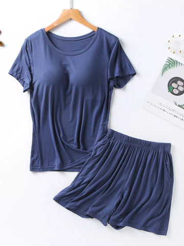 Sarah Padded Round Neck Modal Two Piece Sets