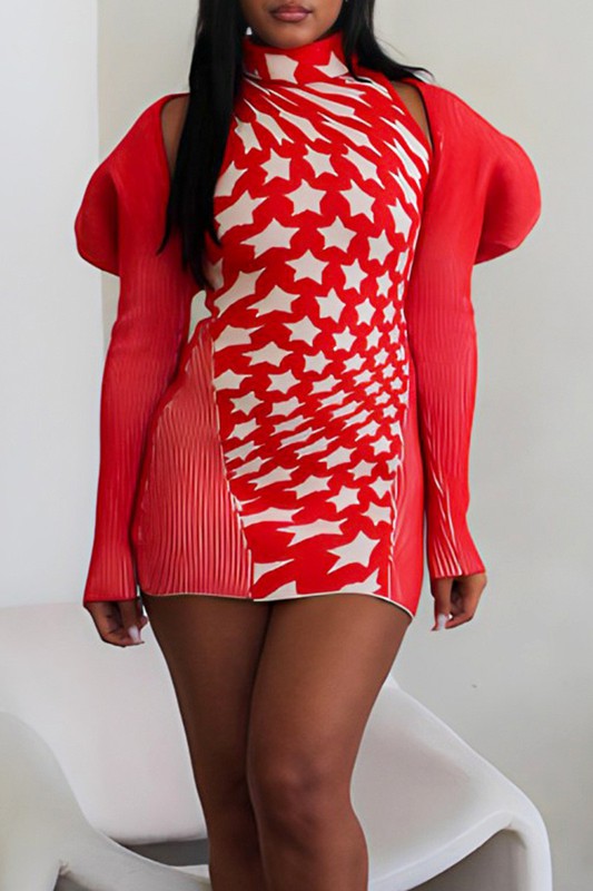 Paola Puff Shoulder Polka Dot Mini Two Piece Sets