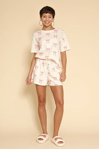 Gigi Novelty Printed Waffle Pajama Two Piece Sets