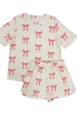 Gigi Novelty Printed Waffle Pajama Two Piece Sets
