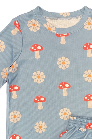 Gigi Novelty Printed Waffle Pajama Two Piece Sets