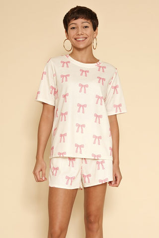 Gigi Novelty Printed Waffle Pajama Two Piece Sets