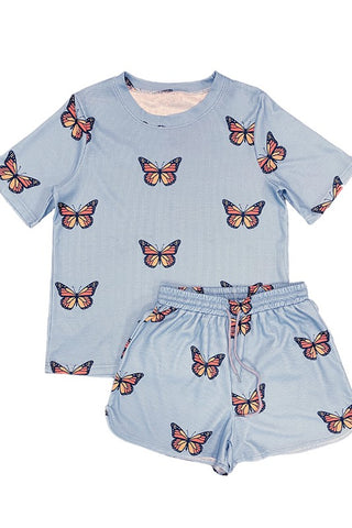 Gigi Novelty Printed Waffle Pajama Two Piece Sets