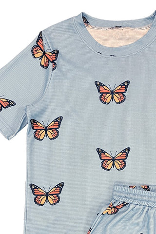 Gigi Novelty Printed Waffle Pajama Two Piece Sets