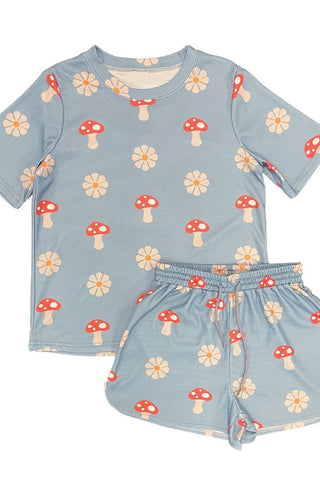 Gigi Novelty Printed Waffle Pajama Two Piece Sets