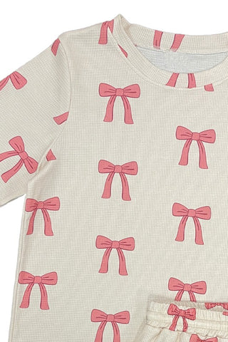 Gigi Novelty Printed Waffle Pajama Two Piece Sets