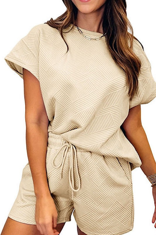 Yuni Textured Drawstring Two Piece Sets