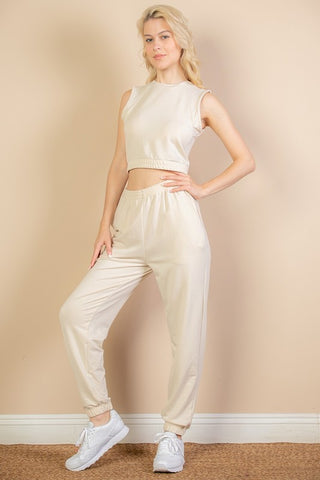 Lia French Terry Elastic Waist Two Piece Sets