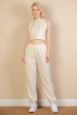 Lia French Terry Elastic Waist Two Piece Sets